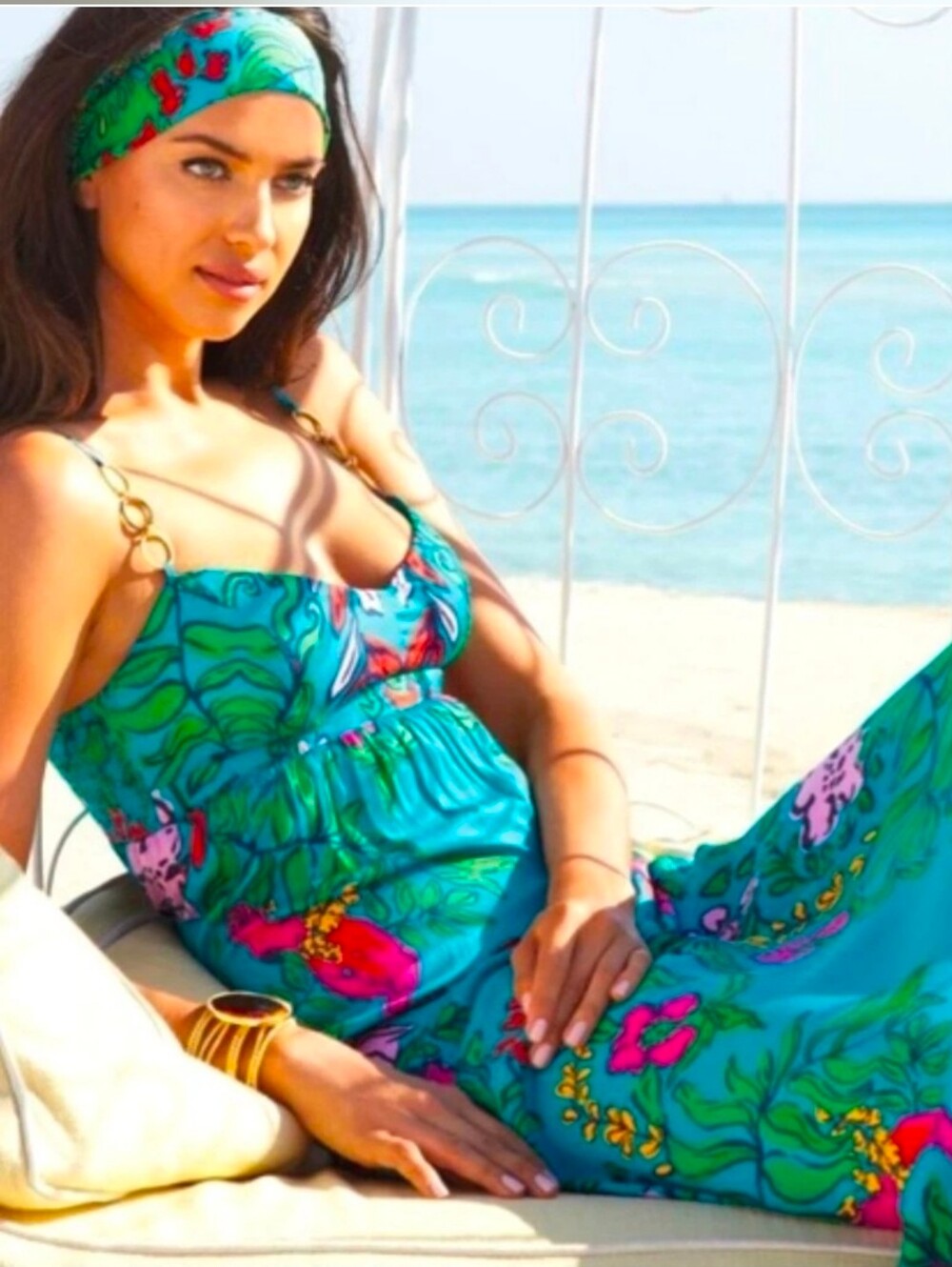 Lilly Pulitzer Joanna Maxi Dress Turquoise "Shake Your Tail Feathers" Womens 2 - Picture 2 of 15